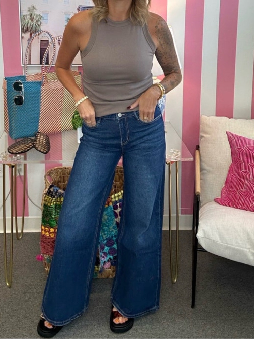 Mica Wide Leg Dark Blue Women’s Jeans in size 28